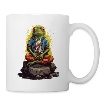Zen Frog Spiritual Cartoon Yoga Design - Mug - white - Right