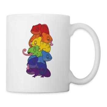 Rainbow Flag Pride LGBTQ Cute Chameleon Stack - Mug - white - Right