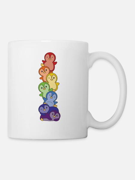 Regenbogen Pinguin süße bunte Pinguin für Kinder - Tasse - Weiß