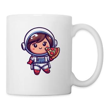 Astronaut girl with pizza - Mug - white - Right