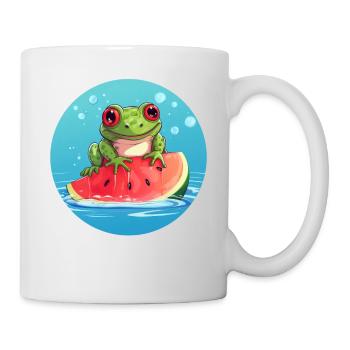 Frosch auf Wassermelone im Meer - Tasse - Weiß - Rechts