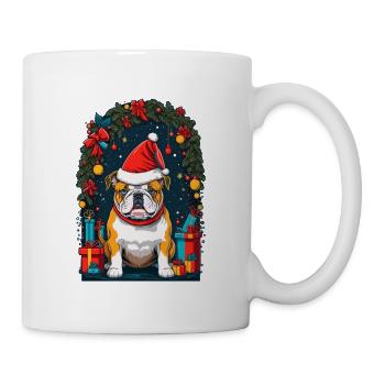 Drôle de bouledogue avec chapeau de Père Noël - Mug blanc - blanc - Droite