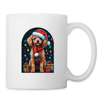 Drôle de caniche avec chapeau de Père Noël - Mug blanc - blanc - Droite