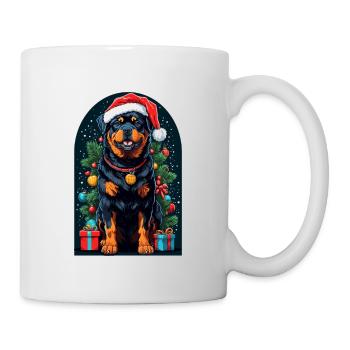 Funny Rottweiler With Santa Hat Xmas - Tasse - Weiß - Rechts