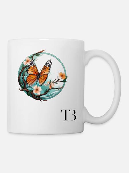 Beau design de papillon sur la branche - Mug blanc - blanc