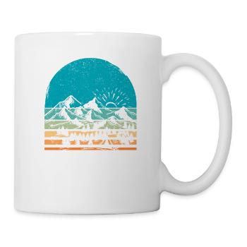 Berge Wildtiere Bäume Draußen Natur Retro Wald - Tasse - Weiß - Rechts