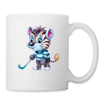 Zebra-Eishockeyspieler - Lustige Illustration - Tasse - Weiß - Rechts
