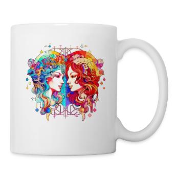 Graphique de l’horoscope du zodiaque - Signe du zodiaque Gémeaux - Mug blanc - blanc - Droite