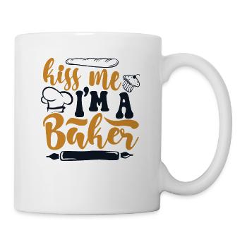 Embrasse-moi Je suis un boulanger Confiseur Hobby Baker Baker Bakery - Mug blanc - blanc - Droite