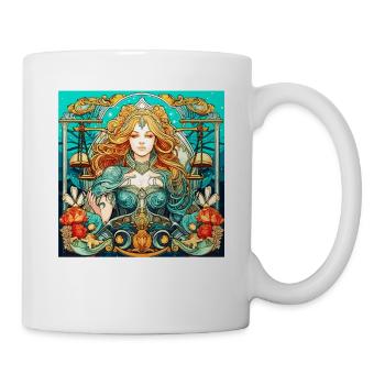Horoskop Tierkreiszeichen Grafik - Sternzeichen Waage - Tasse - Weiß - Rechts