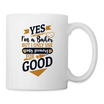 Oui, je suis boulanger, mais je n’utilise mes pouvoirs que pour le bien - Mug blanc - blanc - Droite