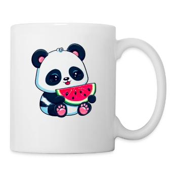 Un panda mignon mange de la pastèque - Mug blanc - blanc - Droite