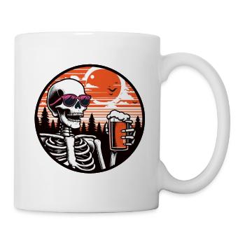 Skeleton with beer and pink glasses - Mug - white - Right