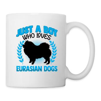 Boy the Eurasier loves Eurasian Spitz - Mug - white - Right