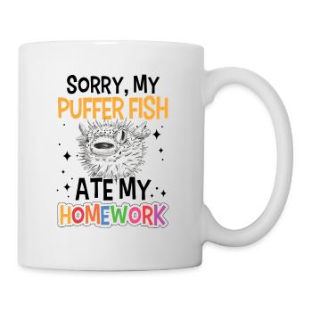 Pufferfish has eaten homework - Mug - white - Right