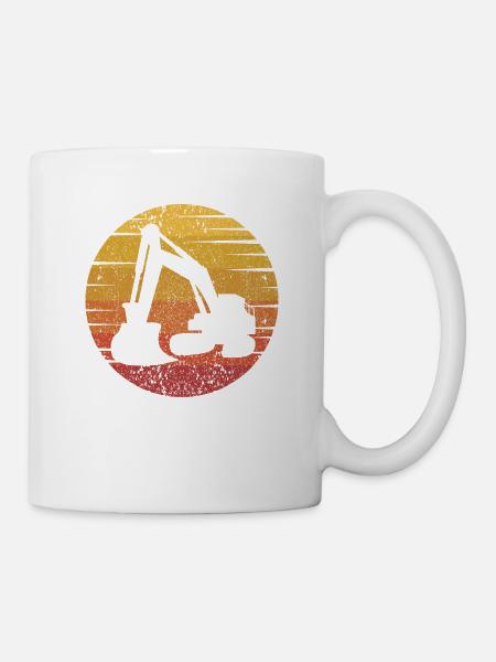 Retro Seilbagger Raupenbagger Excavator - Tasse - Weiß