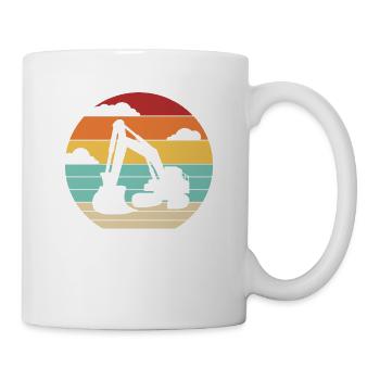 Retro Raupenbagger Excavator Seilbagger - Tasse - Weiß - Rechts