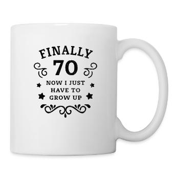 Enfin 70e anniversaire en grandissant - Mug blanc - blanc - Droite
