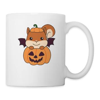Squirrel Happy Halloween Pumpkin Bat - Mug - white - Right
