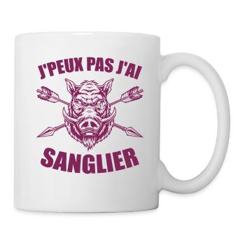 Je Peux Pas J'ai Sanglier Humour Chasse humorist - Mug blanc - blanc - Droite