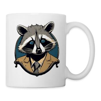 Raccoon in Suit / Animal / Zoo / Wild / Cute - Mug - white - Right