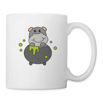 Hippo Happy Halloween Cauldron Bat - Mug - white - Right