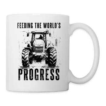 Feeding World's Progress Traktor Bauer Gärtner - Tasse - Weiß - Rechts