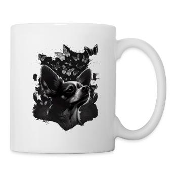 Chihuahua mit Schmetterling |Süßer Hund Bunt Natur - Tasse - Weiß - Rechts