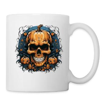 Drôle de conception de citrouille crâne d’Halloween - Mug blanc - blanc - Droite