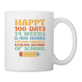 Happy 100 Days of School Lehrer Student Bibliothek - Tasse - Weiß - Rechts
