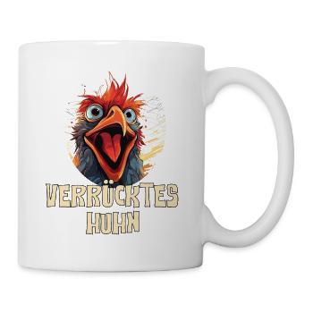 Lustiges Verrücktes Huhn - Tasse - Weiß - Rechts