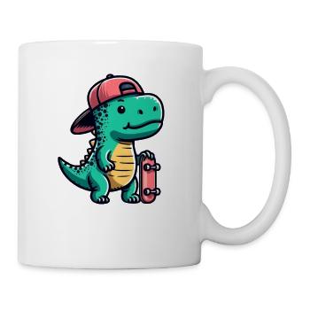 T-Rex Skateboarder: un amusant et créatif - Mug blanc - blanc - Droite
