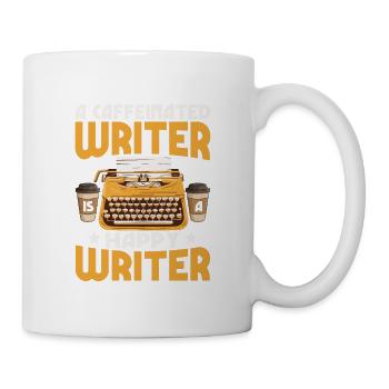 A Caffeinated Writer Is A Happy Writer Author Book - Tasse - Weiß - Rechts
