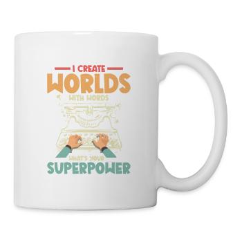 I Create Worlds With Words Writer Author Novel - Mug - white - Right