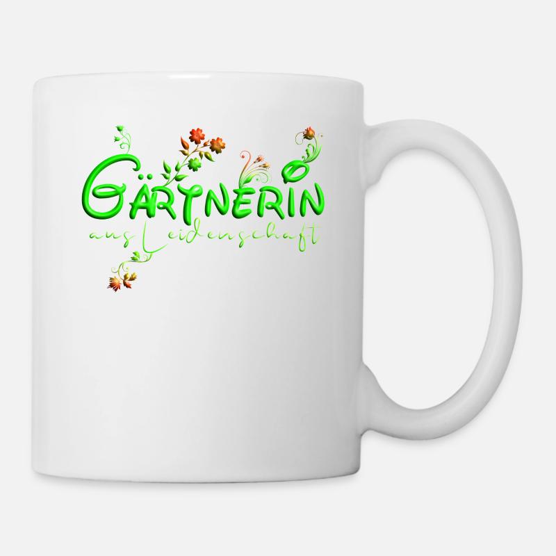 Gärtnerin mit Blumen - Tasse - Weiß