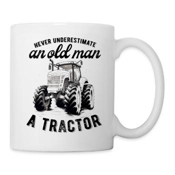 Never underestimate old man tractor farmer - Mug - white - Right
