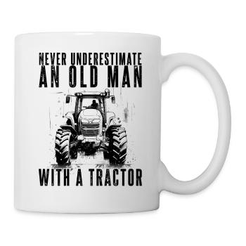 Never underestimate old man tractor gardener - Mug - white - Right