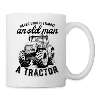 Never underestimate old man tractor farmer - Mug - white - Right