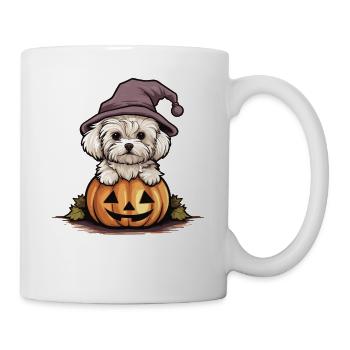 Halloween Witch Hat Pumpkin Dog Maltese - Mug - white - Right