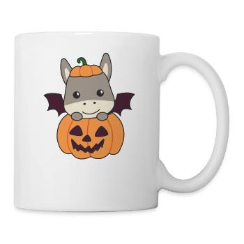 Donkey Happy Halloween Pumpkin Bat Costume - Mug - white - Right