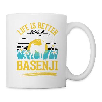 Das Leben ist besser mit einem Basenji - Tasse - Weiß - Rechts