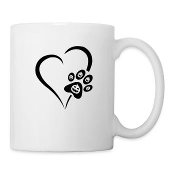 Halloween Dog Paw Heart - Halloween Dog Paw Prints - Mug - white - Right