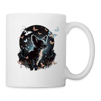 Chihuahua mit Schmetterling |Süßer Hund Bunt Natur - Tasse - Weiß - Rechts