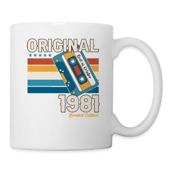 42e anniversaire mari octobre millésime 1981 cassette - Mug blanc - blanc - Droite