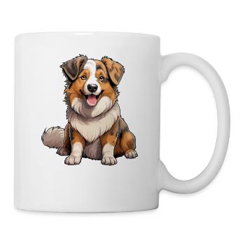 Hund Australian Shepherd - Tasse - Weiß - Rechts