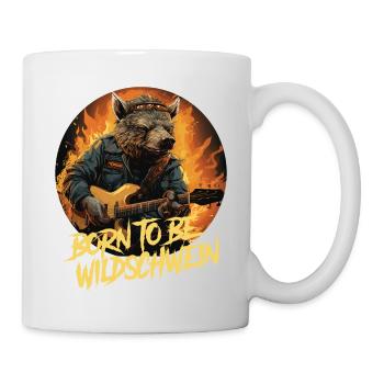 Born to be Wildschwein, Lustiges Wortspiel, Jäger - Tasse - Weiß - Rechts