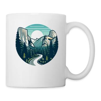 Landscape, Mountains, Forests, Sun - Mug - white - Right