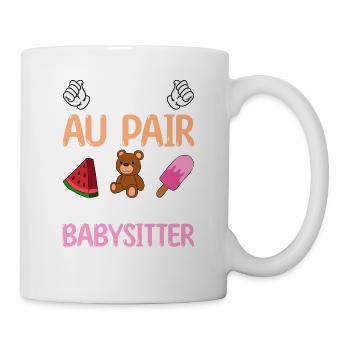 Au Pair Mädchen Kindergarten Nanny - Tasse - Weiß - Rechts