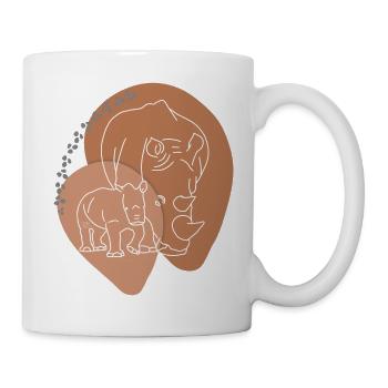 "Rhinoceros", Boho Line Art Design, Series "Big 5" - Mug - white - Right