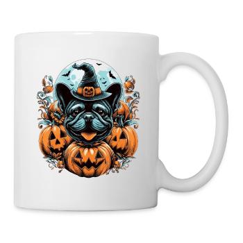 Halloween french bulldog with witch hat - Mug - white - Right